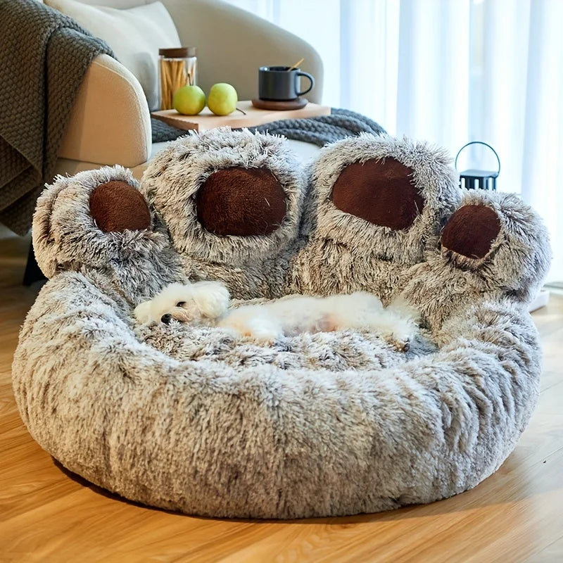 Cama para cachorro e gato em formato de pata de urso